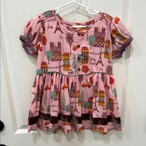 Matilda Jane Pink Parisian Print Dress blouse